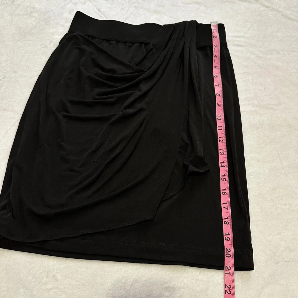 Vintage Forever‎ 21 Black Draped Tulip Mini Skirt Wide Elastic Waist Size Large